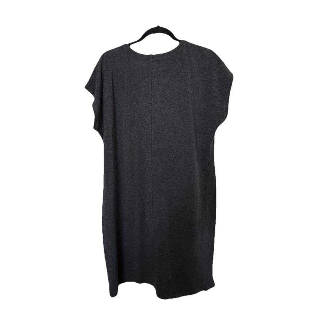 EILEEN FISHER Charcoal Heather Grey Lightweight Slub Knit Shift T-Shirt Dress L - Picture 5 of 7